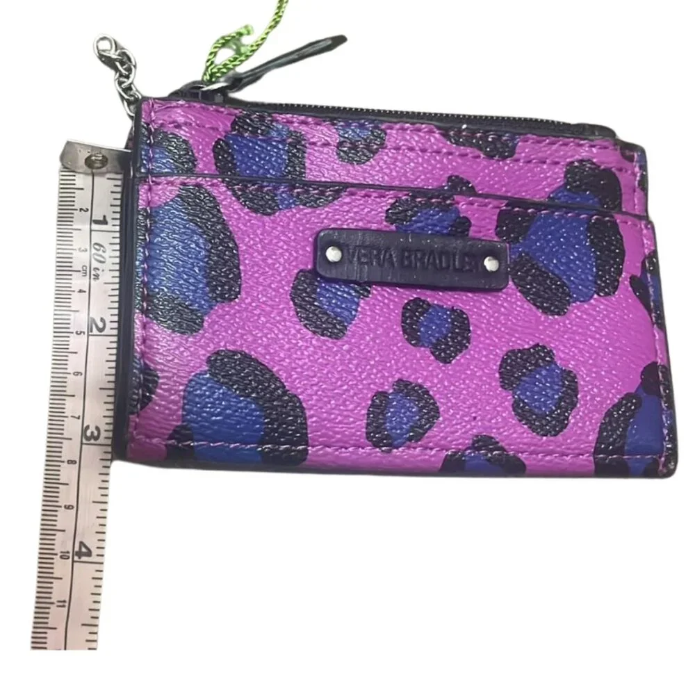 Vera Bradley Purple Leopard Print Faux Leather Slim Coin Purse